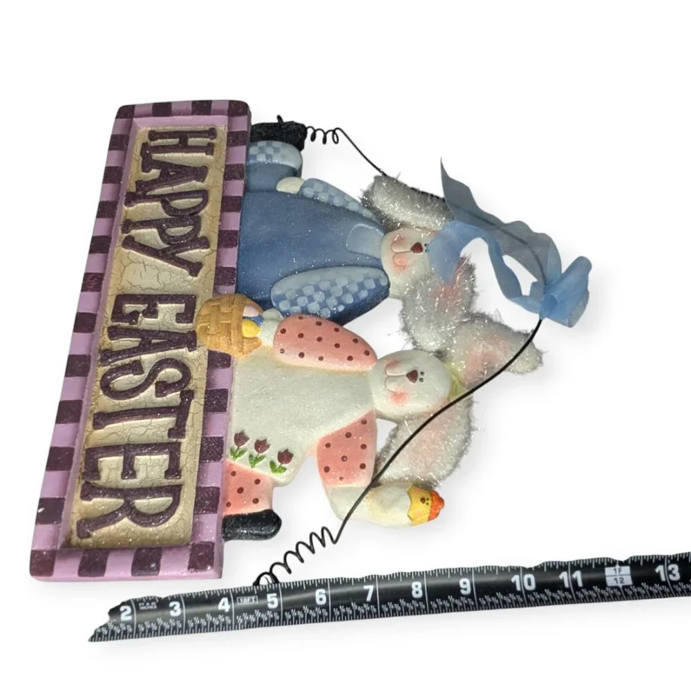 Happy Easter Bunny Wall Hanging Resin Sign